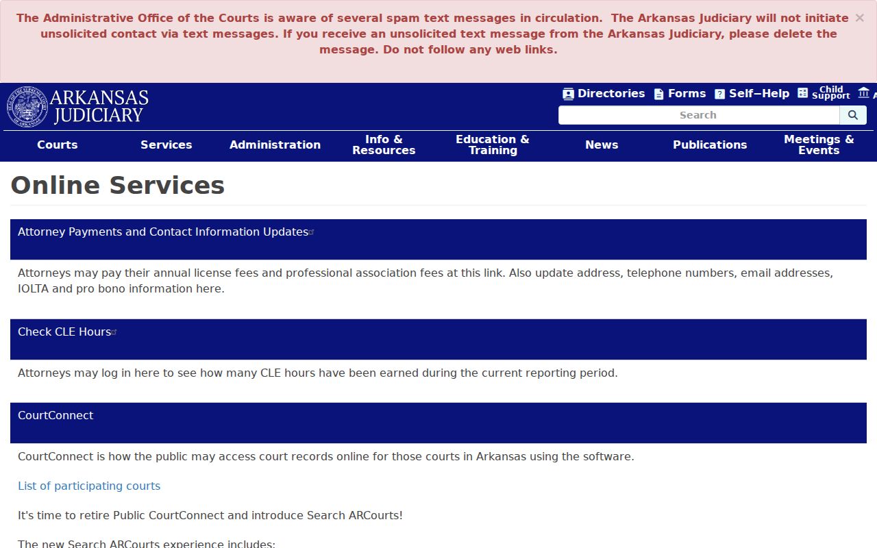 Hot Spring County court docket links in Arkansas Judiciary online services