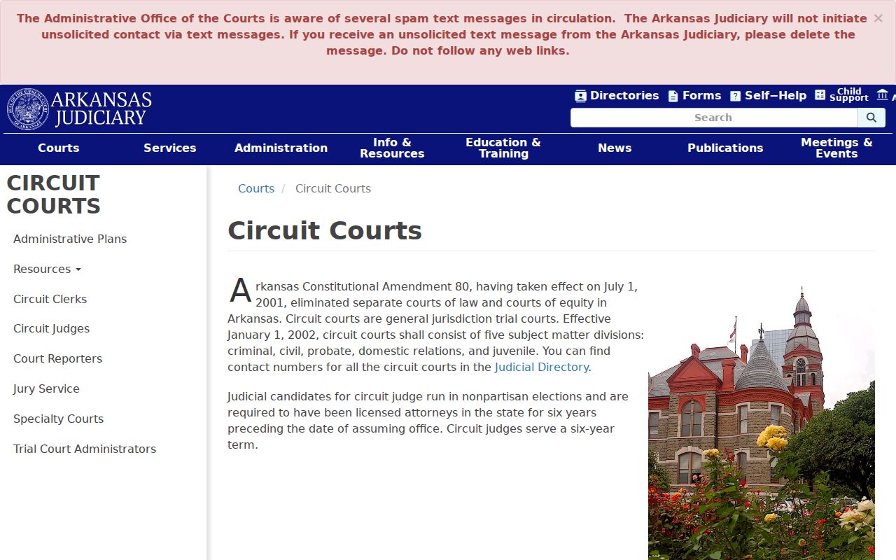 Arkansas Circuit Court structure for Hot Spring County court dockets