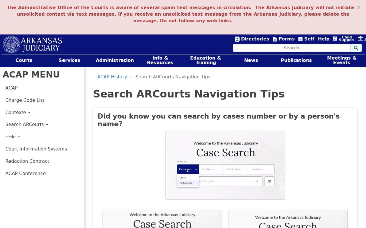Hot Spring County case search navigation tips