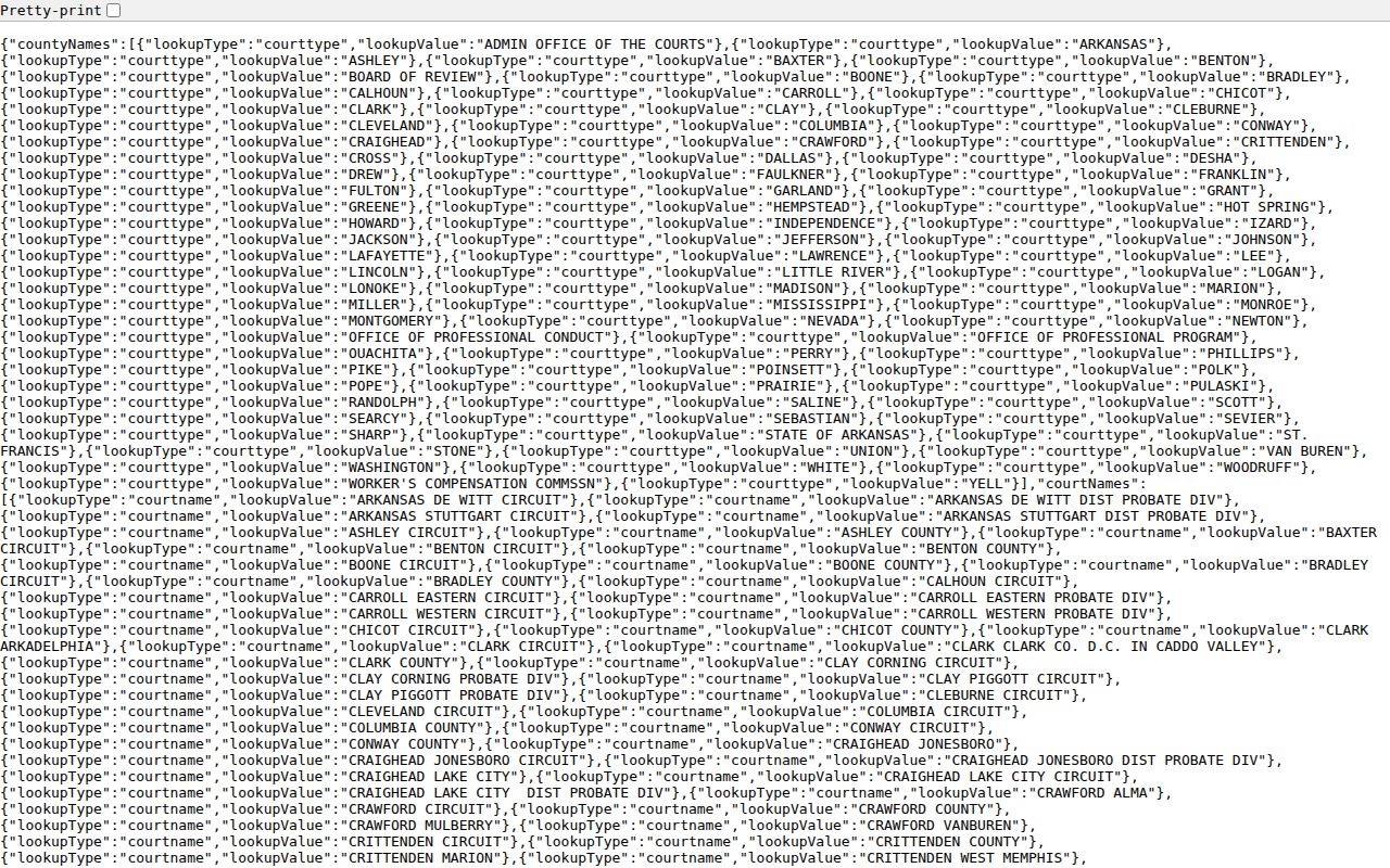 Hot Spring County case search court and county lookup fields