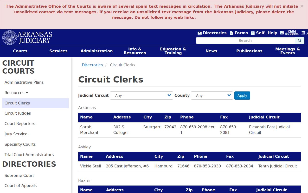 Hot Spring County court records Circuit Clerk directory