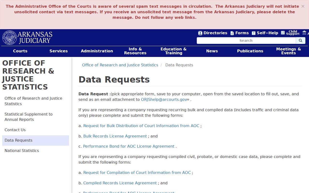 Hot Spring County court records compiled data request channel