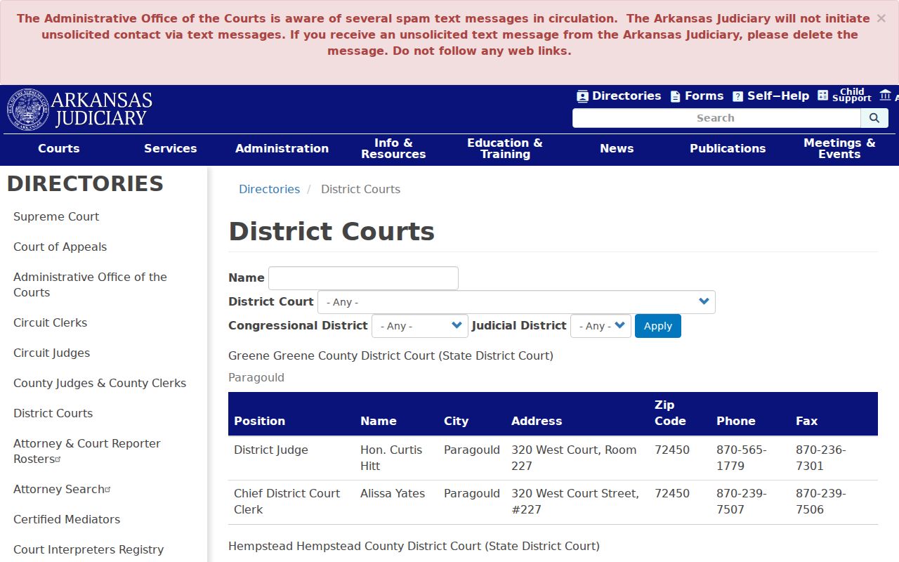 Malvern court docket District Court department directory