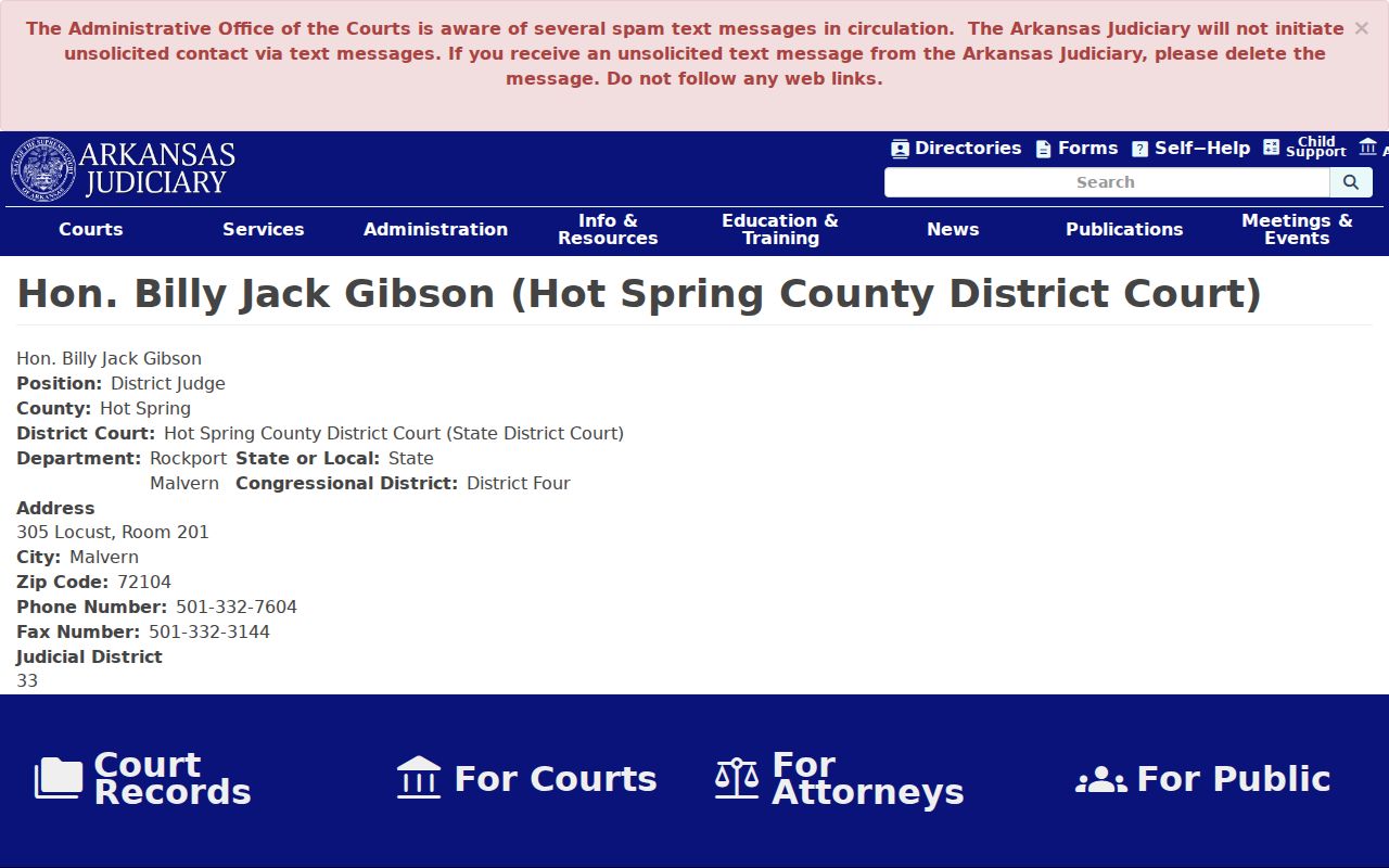 Rockport court docket District Judge directory profile
