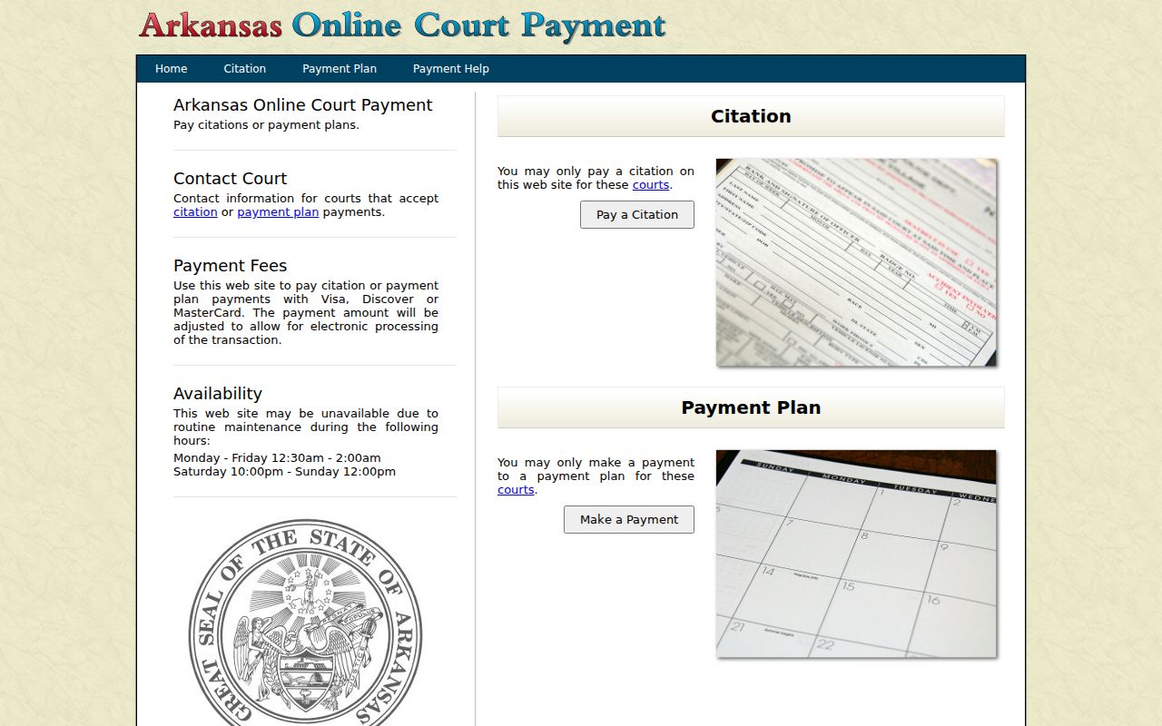 Hot Spring County traffic court records online payment portal