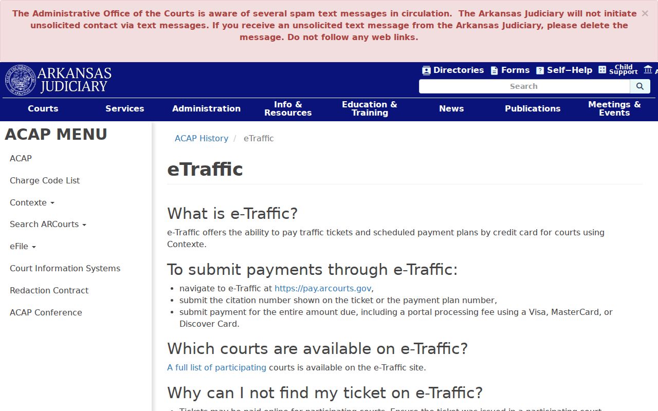 Hot Spring County traffic court records eTraffic instructions