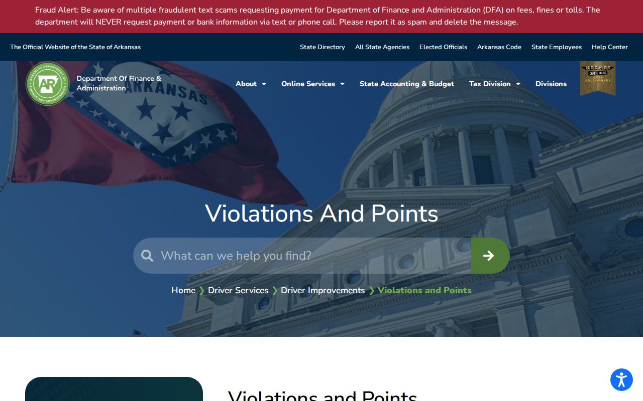 Hot Spring County traffic court records and Arkansas violation classifications